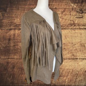 Molio Relio Faux Suede Fringe Jacket Open Front Lightweight Festival Jacket S